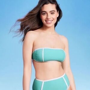 NEW Kona Sol Women's Terry Textured Bandeau Swimsuit Top Size D/DD